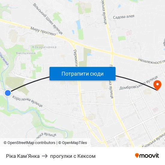 Ріка Кам'Янка to прогулки с Кексом map