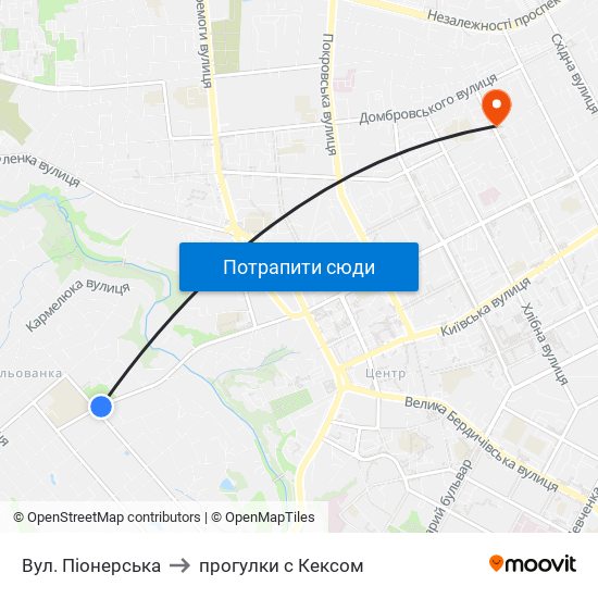 Вул. Піонерська to прогулки с Кексом map