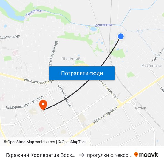 Гаражний Кооператив Восход to прогулки с Кексом map