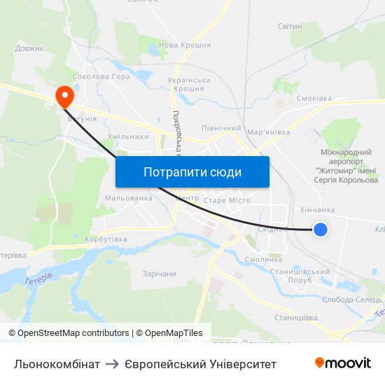 Льонокомбінат to Європейський Університет map