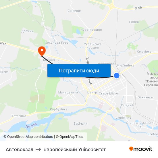 Автовокзал to Європейський Університет map