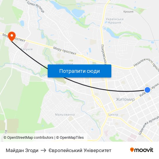 Майдан Згоди to Європейський Університет map