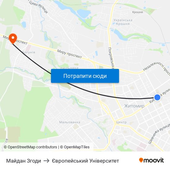 Майдан Згоди to Європейський Університет map