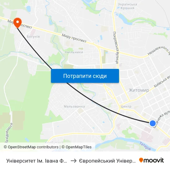 Університет Ім. Івана Франка to Європейський Університет map