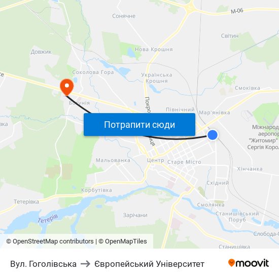 Вул. Гоголівська to Європейський Університет map