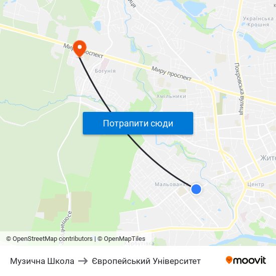 Музична Школа to Європейський Університет map