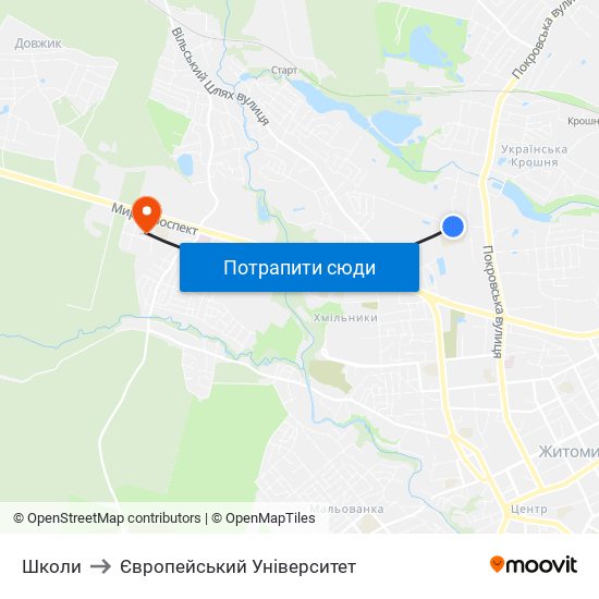 Школи to Європейський Університет map