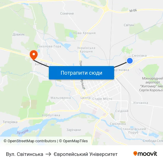 Вул. Світинська to Європейський Університет map