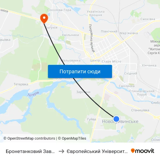 Бронетанковий Завод to Європейський Університет map