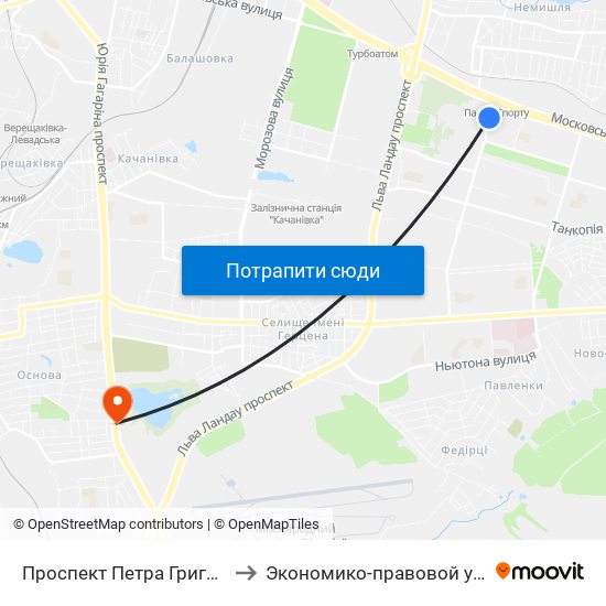 Проспект Петра Григоренка, 5/1 to Экономико-правовой университет map