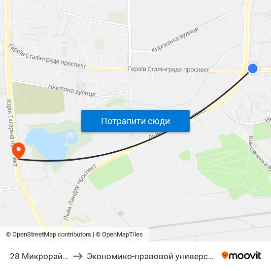 28 Микрорайон to Экономико-правовой университет map