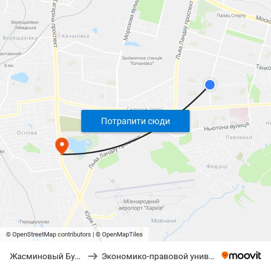 Жасминовый Бульвар to Экономико-правовой университет map