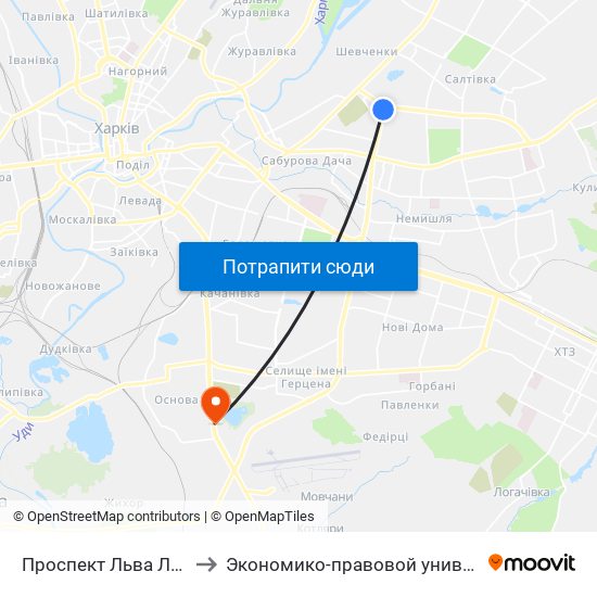 Проспект Льва Ландау to Экономико-правовой университет map