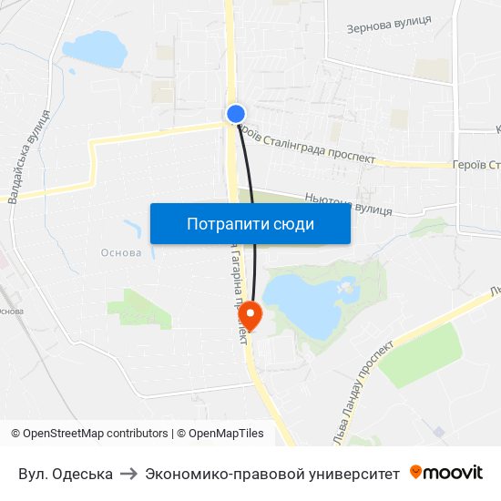 Вул. Одеська to Экономико-правовой университет map