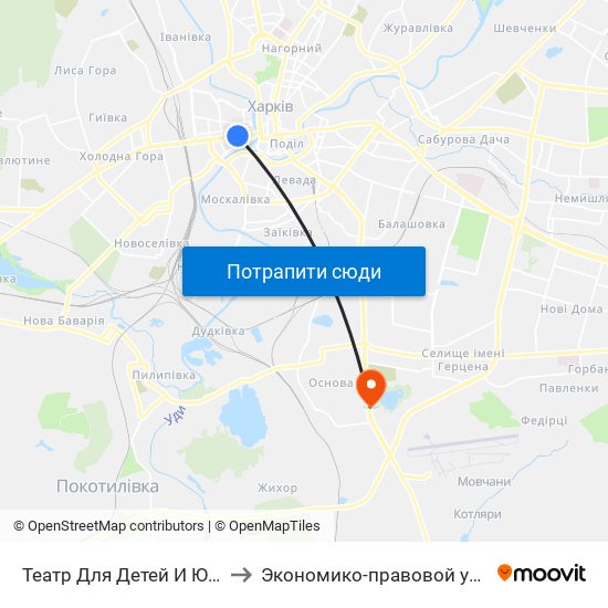 Театр Для Детей И Юношества to Экономико-правовой университет map