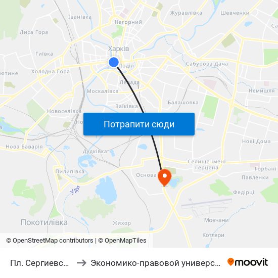 Пл. Сергиевская to Экономико-правовой университет map