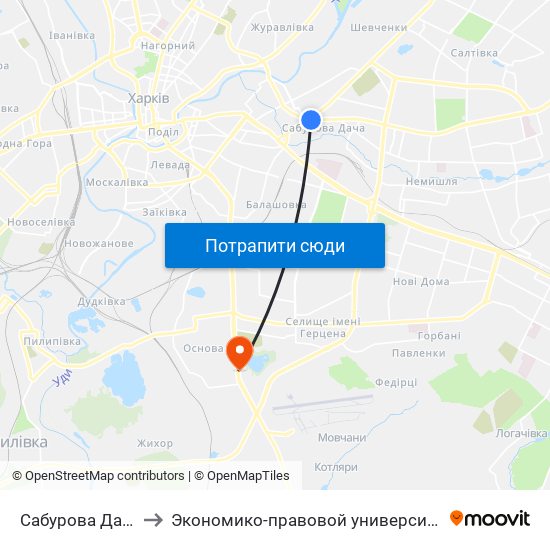 Сабурова Дача to Экономико-правовой университет map