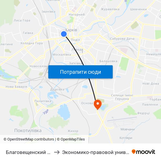 Благовещенский Собор to Экономико-правовой университет map