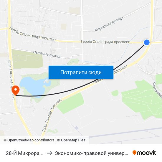 28-Й Микрорайон to Экономико-правовой университет map