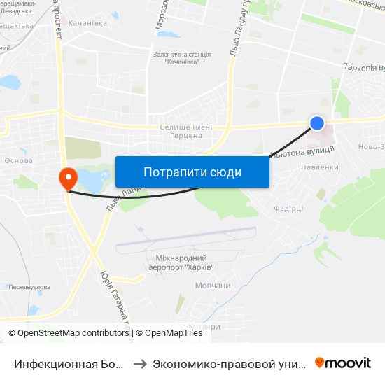 Инфекционная Больница to Экономико-правовой университет map