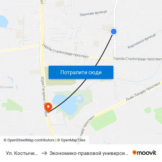 Ул. Костычева to Экономико-правовой университет map