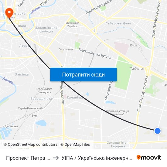 Проспект Петра Григоренка, 14 to УІПА / Українська інженерно-педагогічна академія map