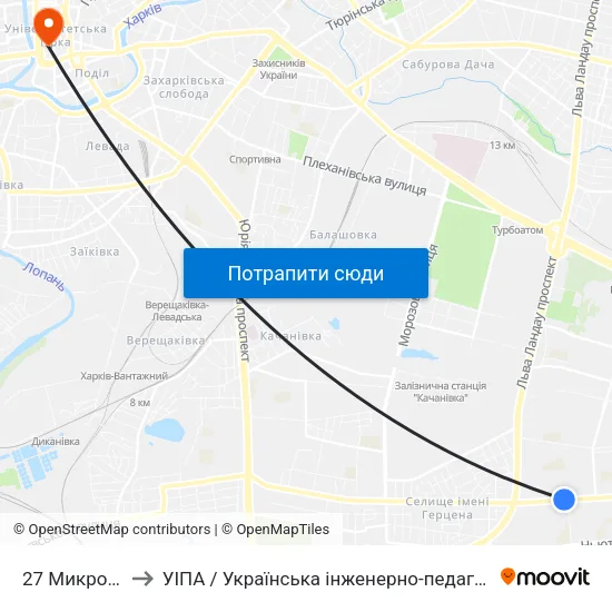 27 Микрорайон to УІПА / Українська інженерно-педагогічна академія map