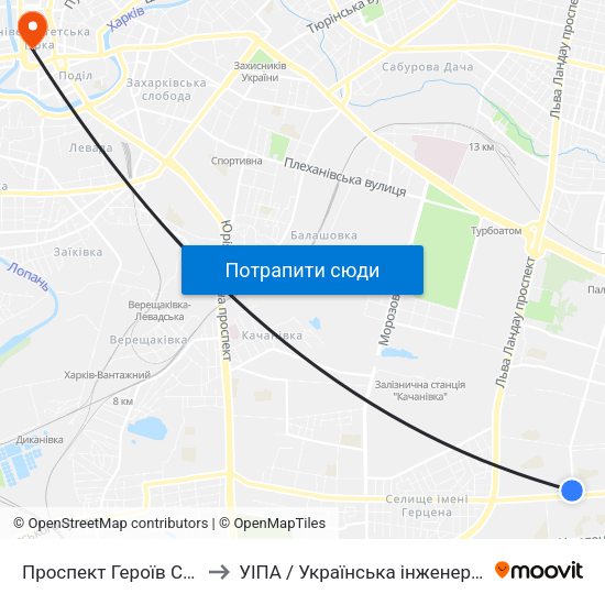 Проспект Героїв Сталінграду, 169/24 to УІПА / Українська інженерно-педагогічна академія map