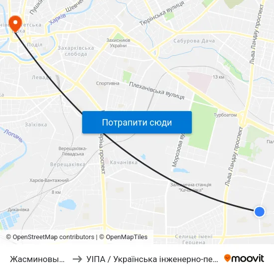 Жасминовый Бульвар to УІПА / Українська інженерно-педагогічна академія map