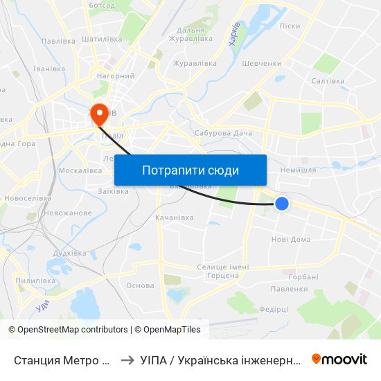 Станция Метро Дворец Спорта to УІПА / Українська інженерно-педагогічна академія map