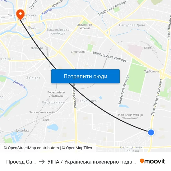 Проезд Садовый to УІПА / Українська інженерно-педагогічна академія map