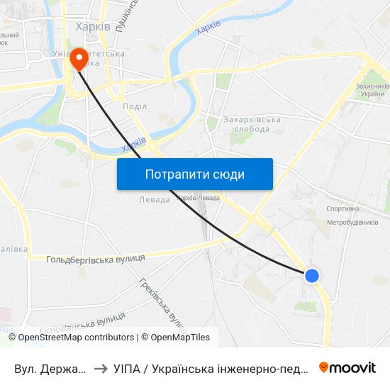 Вул. Державінська to УІПА / Українська інженерно-педагогічна академія map