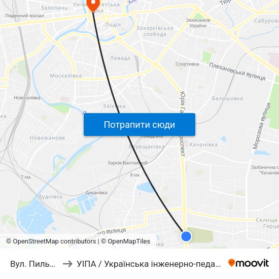 Вул. Пильчикова to УІПА / Українська інженерно-педагогічна академія map