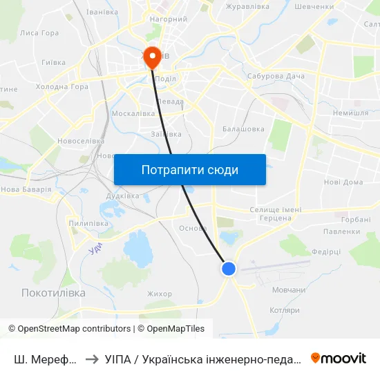 Ш. Мерефянське to УІПА / Українська інженерно-педагогічна академія map