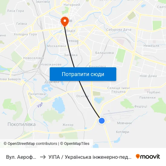 Вул. Аерофлотська to УІПА / Українська інженерно-педагогічна академія map