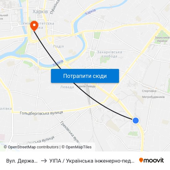 Вул. Державінська to УІПА / Українська інженерно-педагогічна академія map