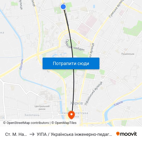Ст. М. Научная to УІПА / Українська інженерно-педагогічна академія map