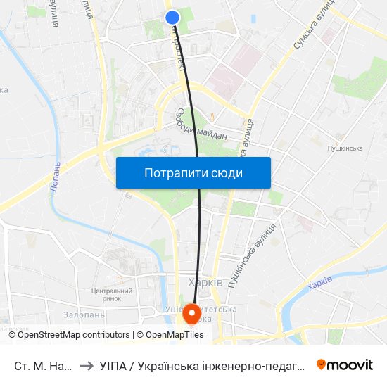 Ст. М. Научная to УІПА / Українська інженерно-педагогічна академія map