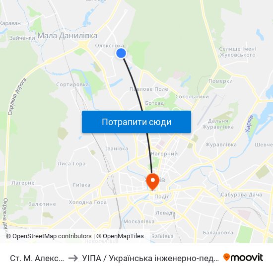 Ст. М. Алексеевская to УІПА / Українська інженерно-педагогічна академія map