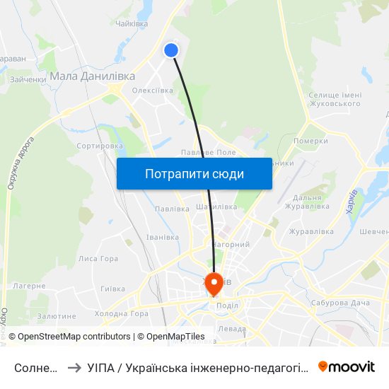 Солнечная to УІПА / Українська інженерно-педагогічна академія map