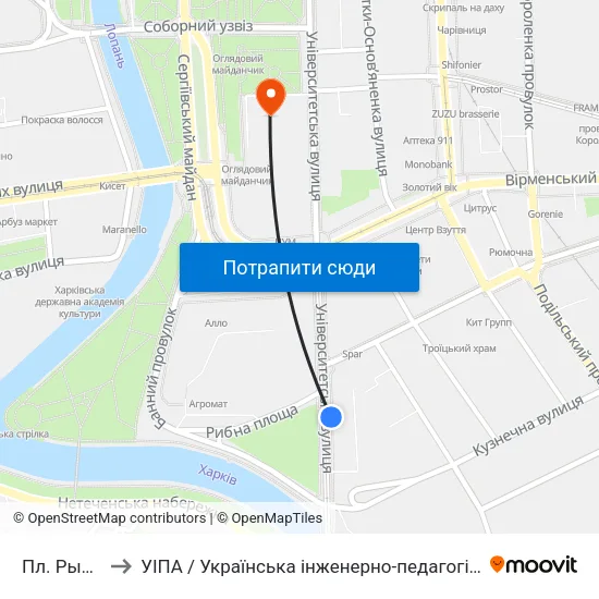 Пл. Рыбный to УІПА / Українська інженерно-педагогічна академія map