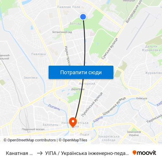 Канатная Дорога to УІПА / Українська інженерно-педагогічна академія map