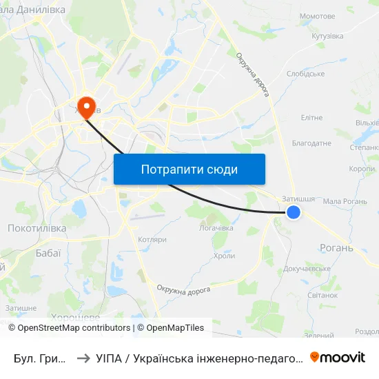 Бул. Грицевца to УІПА / Українська інженерно-педагогічна академія map