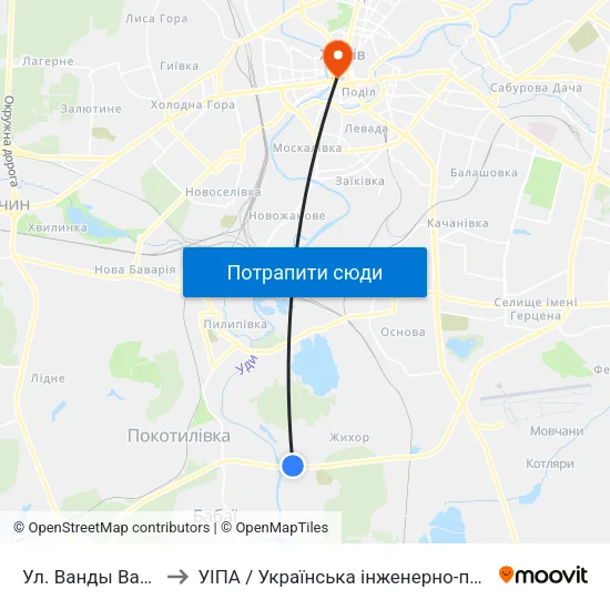 Ул. Ванды Василевской to УІПА / Українська інженерно-педагогічна академія map