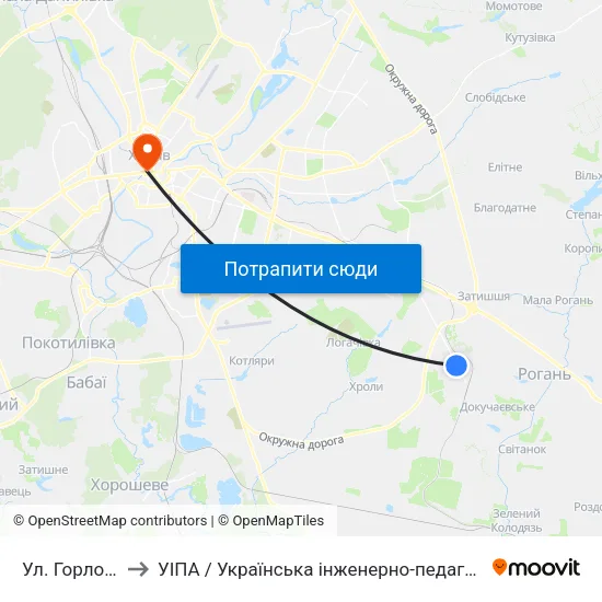 Ул. Горловская to УІПА / Українська інженерно-педагогічна академія map
