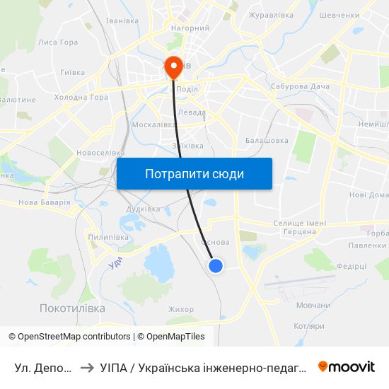 Ул. Деповская to УІПА / Українська інженерно-педагогічна академія map