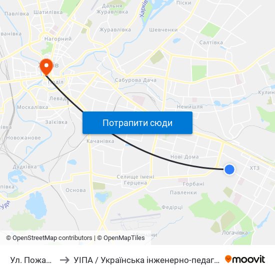 Ул. Пожарского to УІПА / Українська інженерно-педагогічна академія map