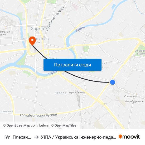 Ул. Плехановская to УІПА / Українська інженерно-педагогічна академія map