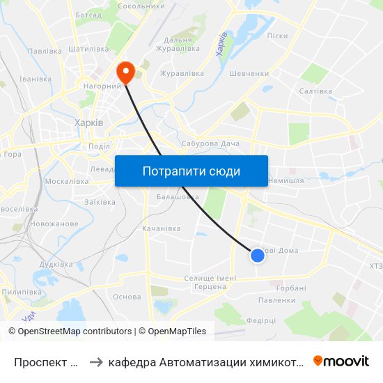 Проспект Петра Григоренка, 11 to кафедра Автоматизации химикотехнологических систем и экологического мониторинга map