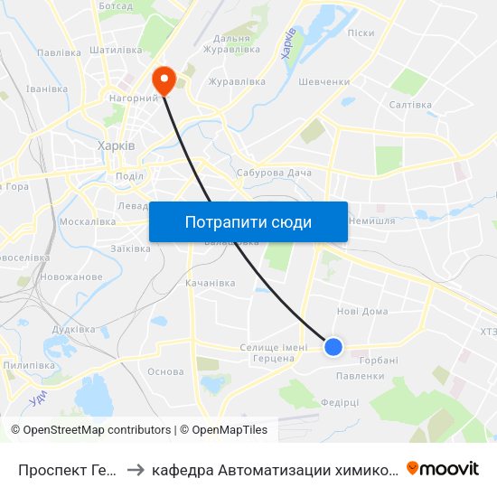 Проспект Героїв Сталінграду, 169/24 to кафедра Автоматизации химикотехнологических систем и экологического мониторинга map
